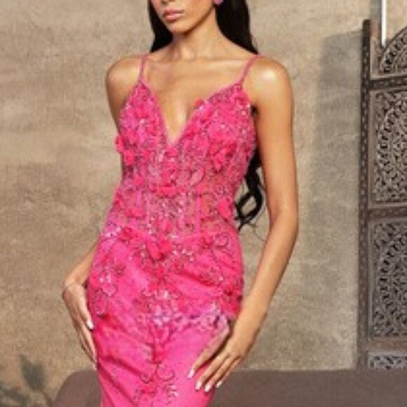 Fuchsia mermaid long new formal dress. Prom party gala evening wedding guest - Picture 2 of 6